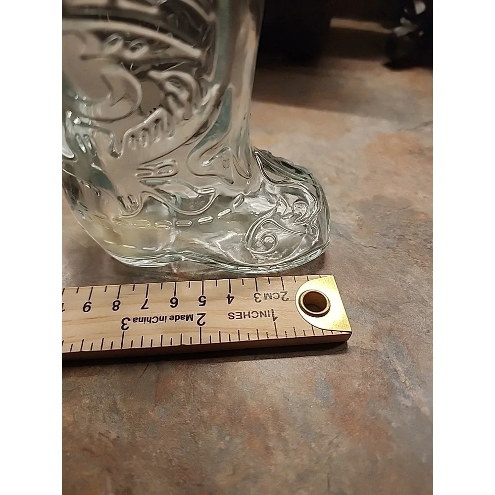 Vintage Libbey Clear Cowboy Boot Drinking Glass Mug Embossed Western Design/S28